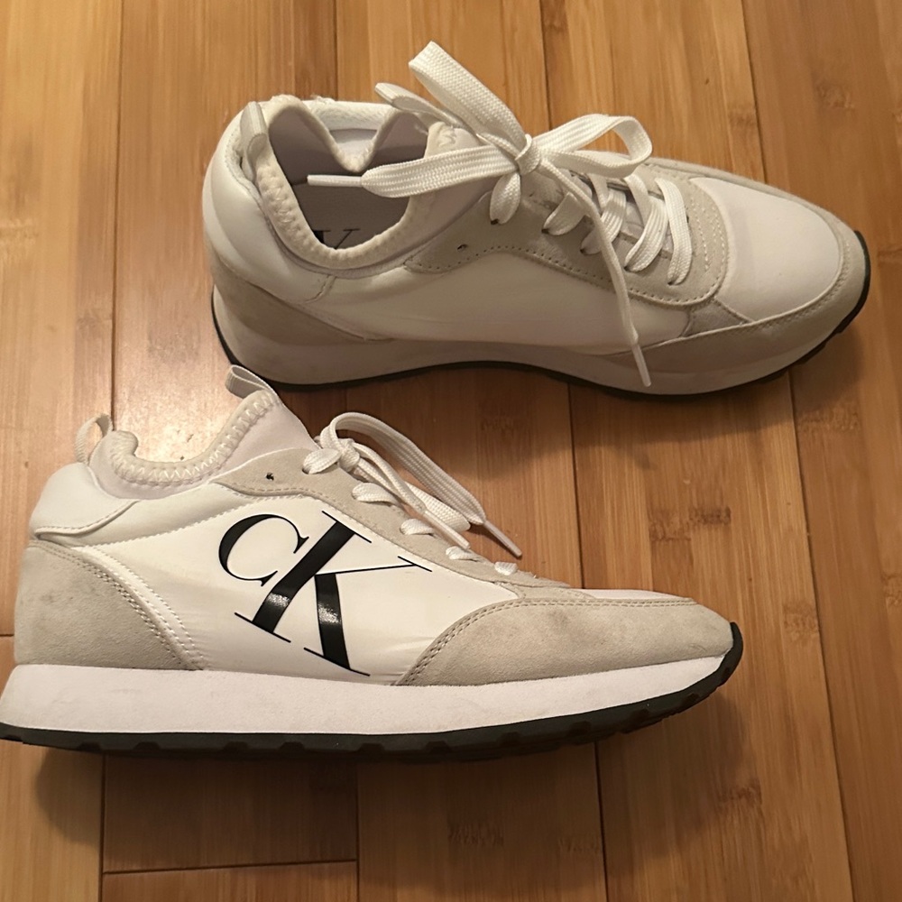 Calvin Klein White and Gray Sneakers